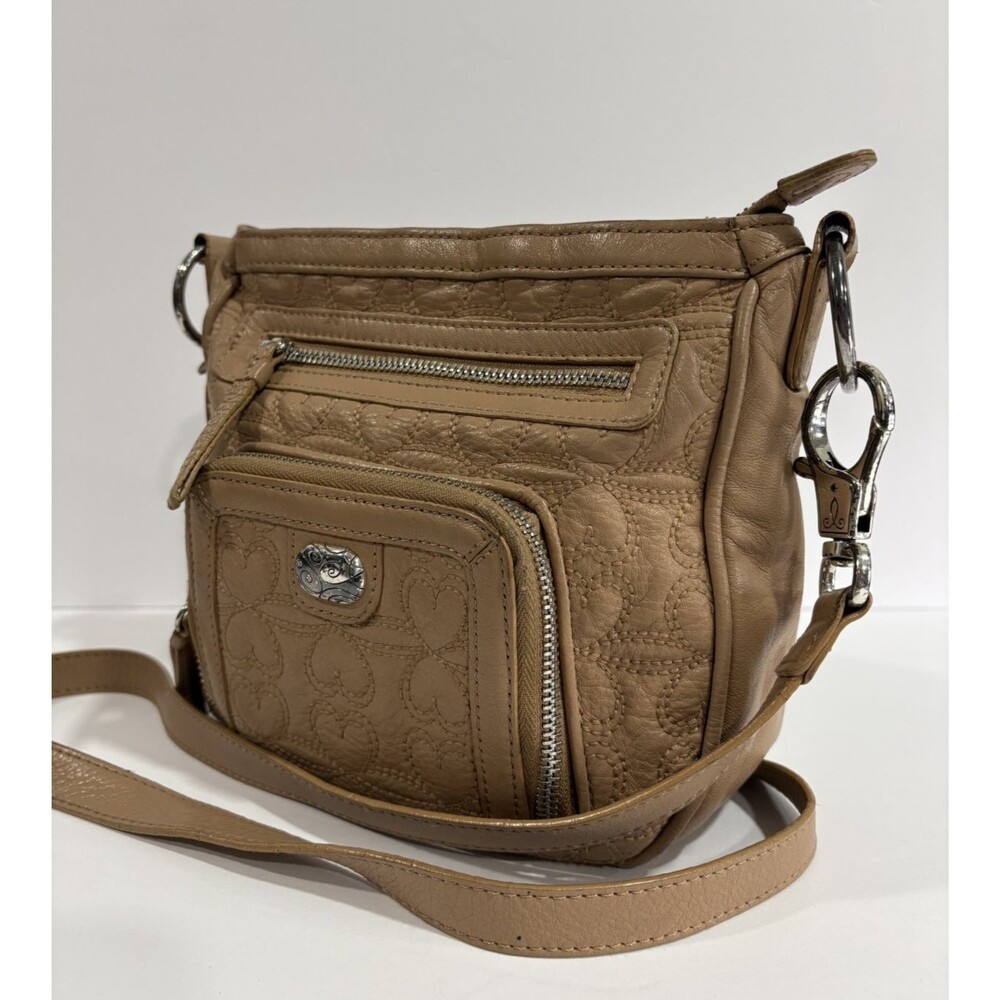 Brighton Park Avenue Brown Quilted Leather Crossbody Purse Stitched Shoulder Bag - Picture 4 of 10